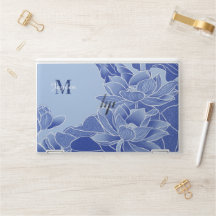 Personalisiert Monogram Blue Flowers Lotus Mandala