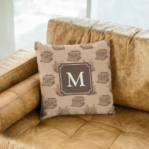 Personalisiert Monogram Brown Vintag-Schreibmaschi Kissen