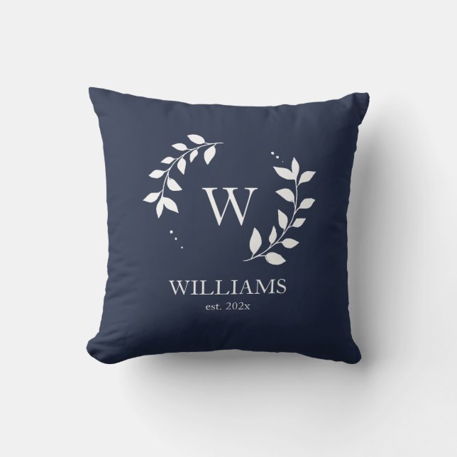 Personalisiert Monogram Navy Blue Initial Kissen (Vorderseite)