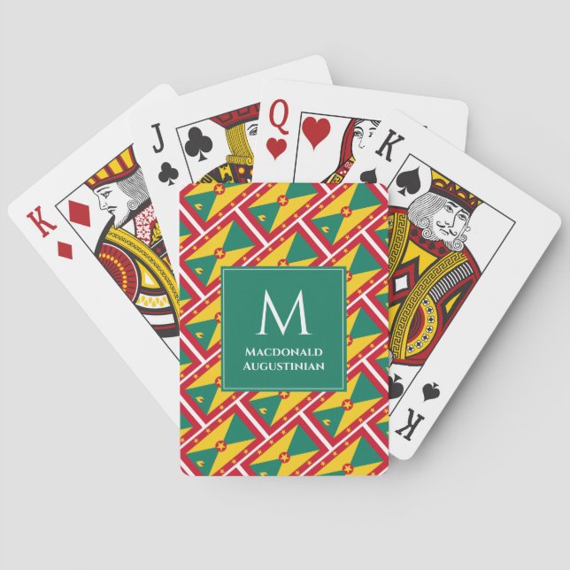 Personalisiert Monogram Patriotic GRENADA FLAG Spielkarten (Rückseite)