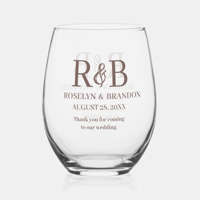 Personalisiert Monogram Vielen Dank Gastgeschenk H Weinglas Ohne Stiel (Vorderseite)