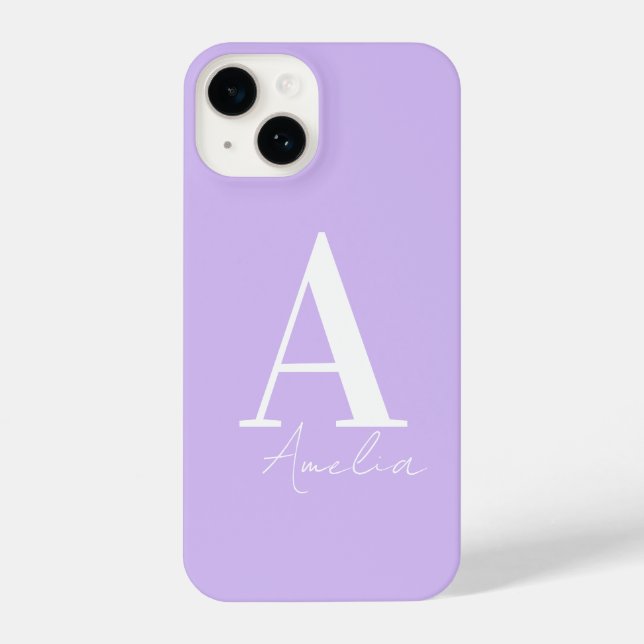 Personalisiert Monogramm Lila Lilac iPhone 14 Hülle (Rückseite)