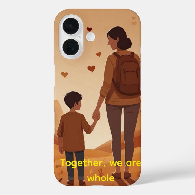 Personalisiert Mother & Son Illustration iPhone 16 Hülle (Rückseite)