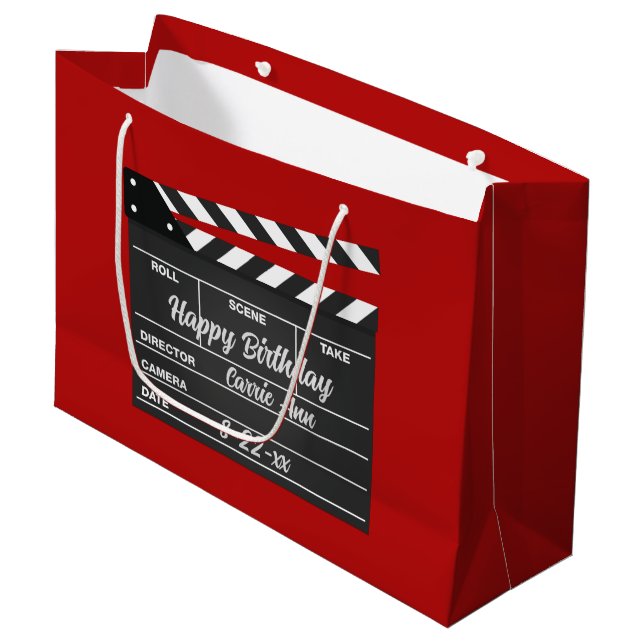 Personalisiert Movie Clapboard Red Große Geschenktüte (Vorderseite Schrägansicht)