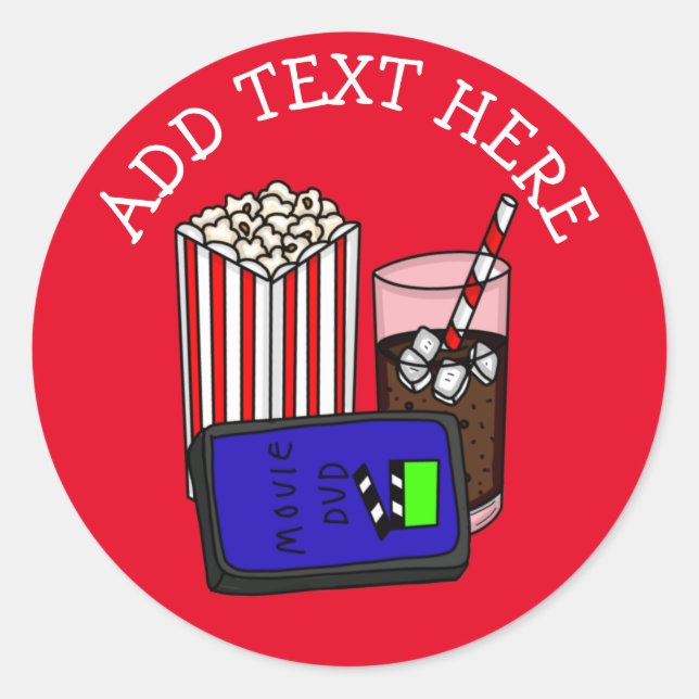 Personalisiert Movie Night Party Runder Aufkleber (Vorderseite)
