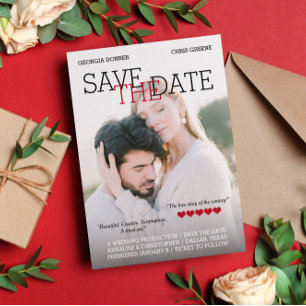 Personalisiert Movie Poster Red Hearts Save the Da Date