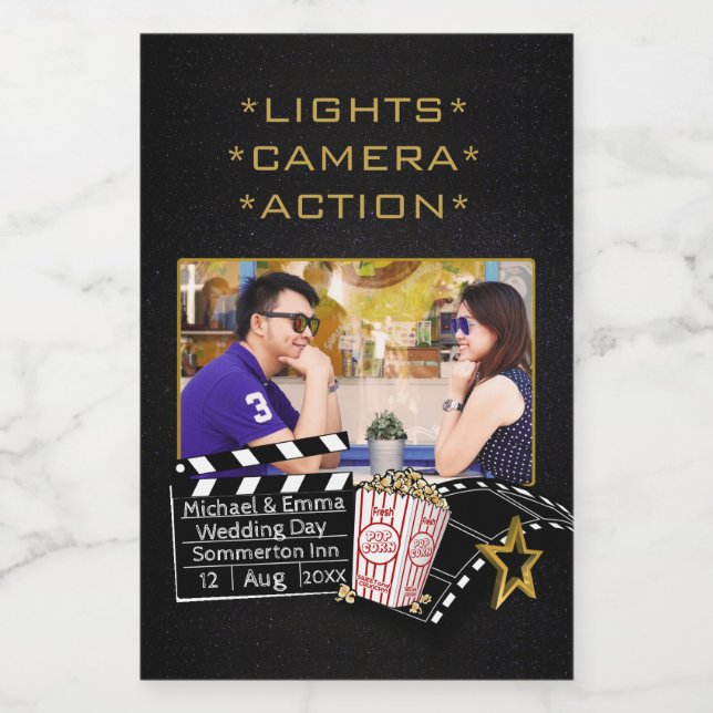 Personalisiert Movie Star Custom Foto Kinothema Lebensmitteletikett (Einzelnes Label)