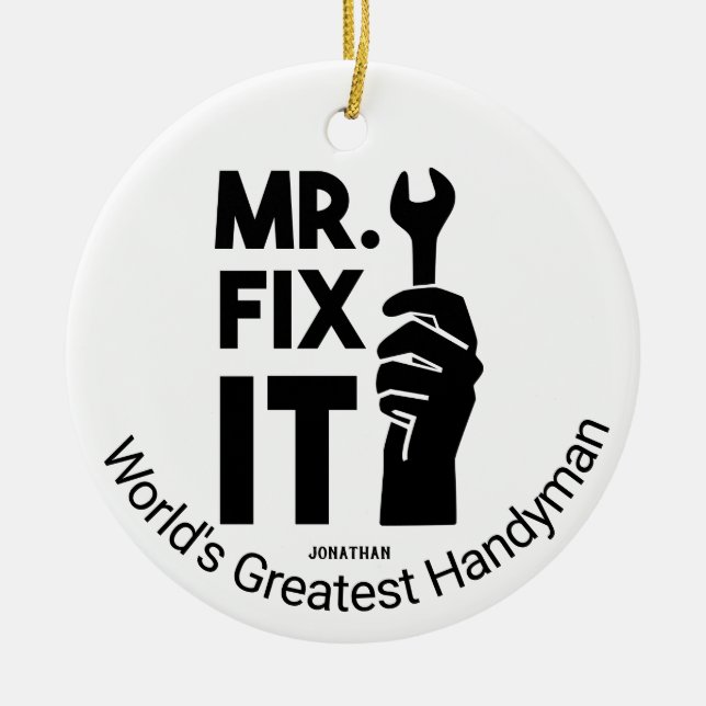 Personalisiert Mr. Fix It Wrench Keramik Ornament (Vorne)