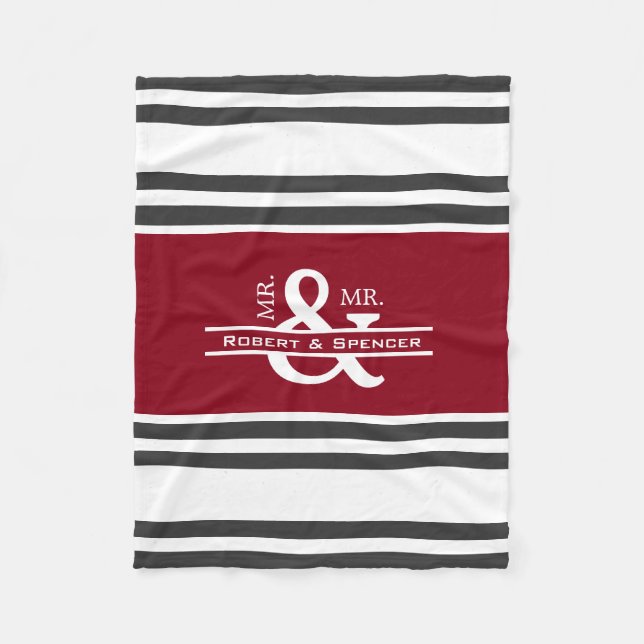 Personalisiert Mr. & Mr. Stripes Fleecedecke (Vorderseite)