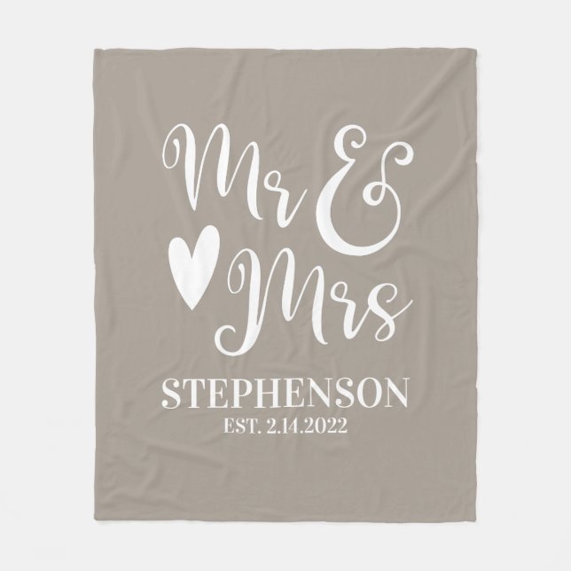 Personalisiert Mr. Mrs. Couples Wedding Fleece Bla (Vorderseite)