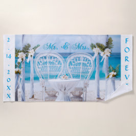Personalisiert Mr. & Mrs. mit Dates Beach Handtuch