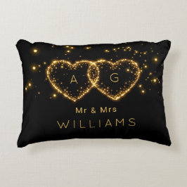 Personalisiert Mr. & Mrs. Sparkling Herz Dekokissen