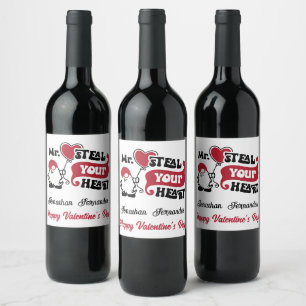 Personalisiert Mr. Steal Your Heart - Valentine Weinetikett