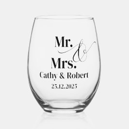 Personalisiert Mr. und Mrs. Wedding Weinglas Ohne Stiel