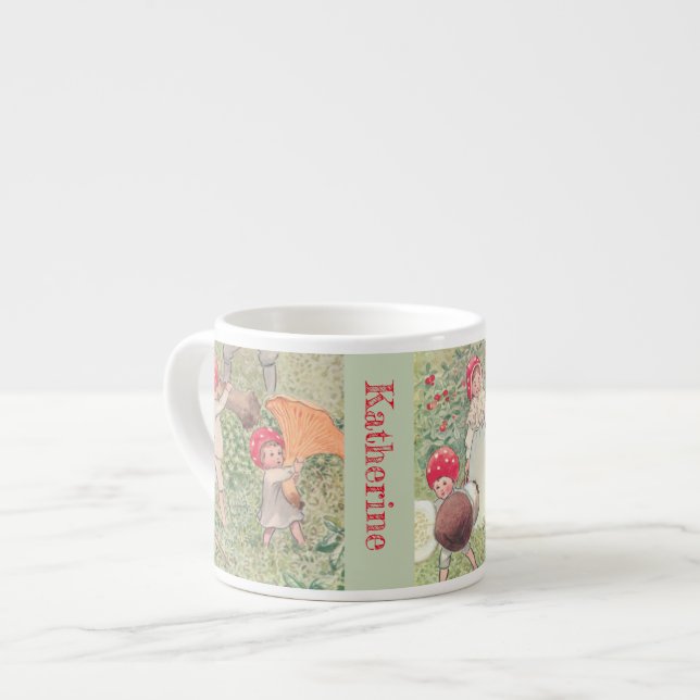 Personalisiert Mushroom Fairytale Elsa Beskow Tass Espressotasse (Vorderseite Links)