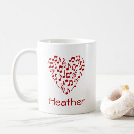 Personalisiert Music Heart Tasse (Roter Schriftart
