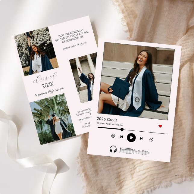 Personalisiert Music Player Class 2025 Abschluss Einladung (Von Creator hochgeladen)