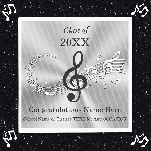 Personalisiert Music Themed Graduation Party Napki Serviette (Music Themed Graduation Napkins. Music Graduation Party Ideas. Music Graduation Napkins. Music Notes)