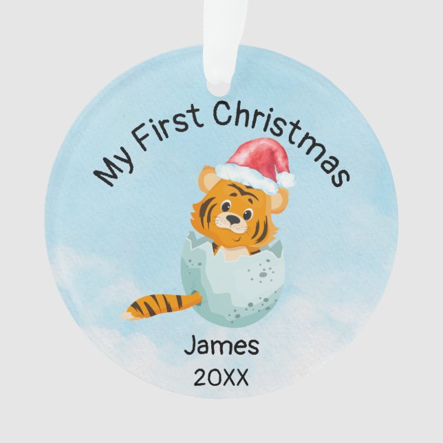 Personalisiert My First Christmas 2021 Baby Boy Ornament (Vorderseite)