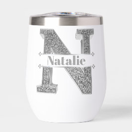 Personalisiert N Initial Silver Monogram Ihr Name