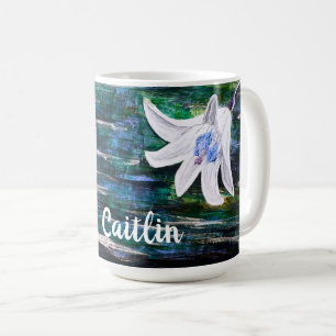 Personalisiert nach Name Abstrakte Blume Kaffeetasse