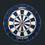 Personalisiert Name Abschluss Geschenk | Blau und Dartscheibe<br><div class="desc">Dartboard mit einem blauen, orangefarbenen und weißen Farbschema mit zwei Zeilen personalisierten Textes wie dem Namen des Empfängers und "Klasse des" geschlossen Jahr. Großartiges Abschluss für einen High School-Absolvent in die Uni! Die Zimmer sind sehr sauber und funktionell eingerichtet. Wenn Sie nicht zwei Textzeilen gewollt haben, können Sie den Text...</div>