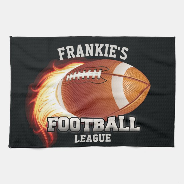 Personalisiert NAME American Football Flames Sport Geschirrtuch (Horizontal)