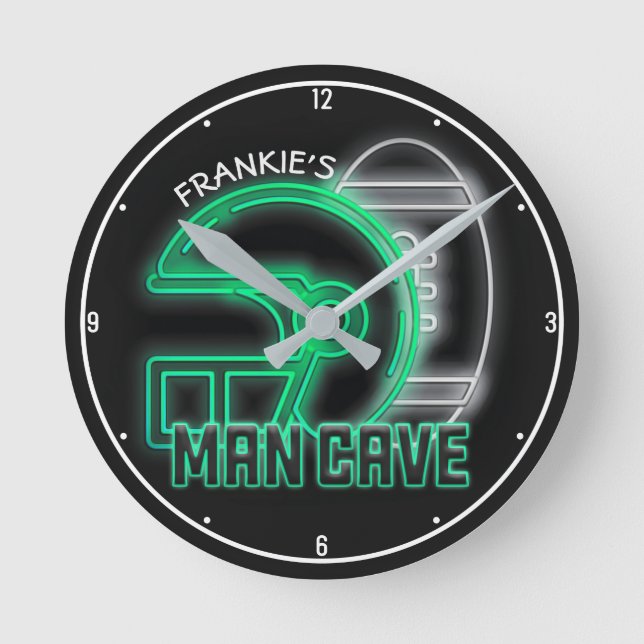 Personalisiert NAME American Football Team Man Höh Runde Wanduhr (Vorderseite)