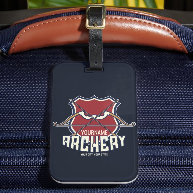 Personalisiert NAME Archery Sports Recurve Bow Arr Gepäckanhänger (Vorderseite Insitu 2)