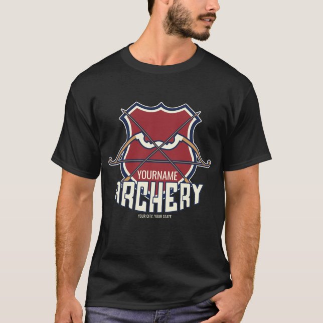 Personalisiert NAME Archery Sports Recurve Bow Arr T-Shirt (Vorderseite)
