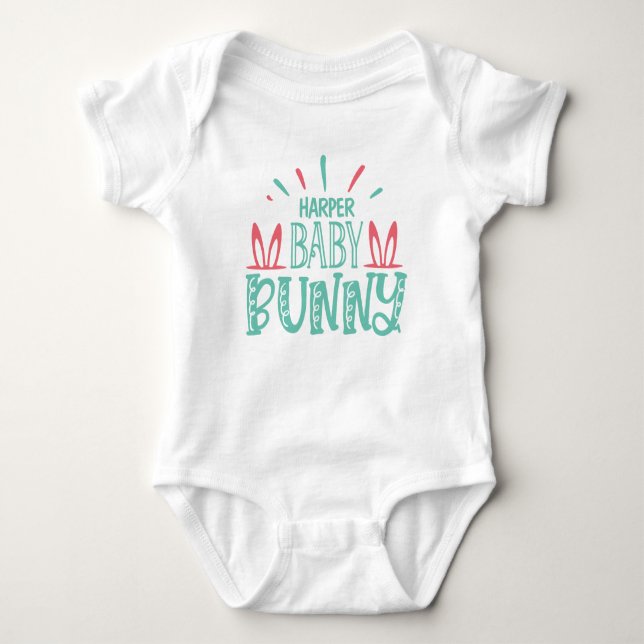 Personalisiert NAME Baby Bunny Butterfly Ostereier Baby Strampler (Vorderseite)