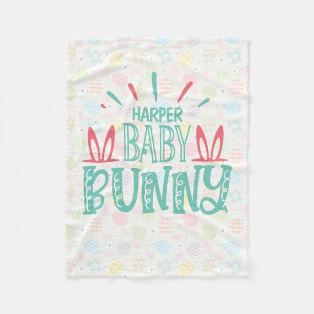 Personalisiert NAME Baby Bunny Butterfly Ostereier Fleecedecke (Vorderseite)