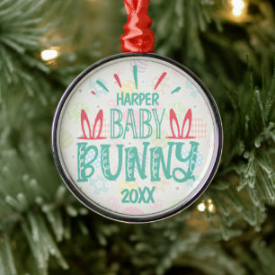 Personalisiert NAME Baby Bunny Butterfly Ostereier Ornament Aus Metall