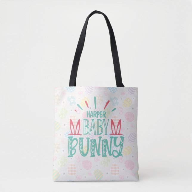 Personalisiert NAME Baby Bunny Butterfly Ostereier Tasche (Vorderseite)