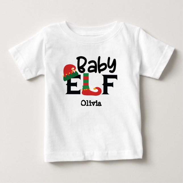 Personalisiert Name Baby Elf Weihnachtsmann T - Sh T-shirt (Vorderseite)