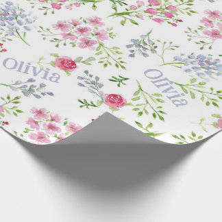 Personalisiert Name Baby Girl Blumenpapier Geschenkpapier