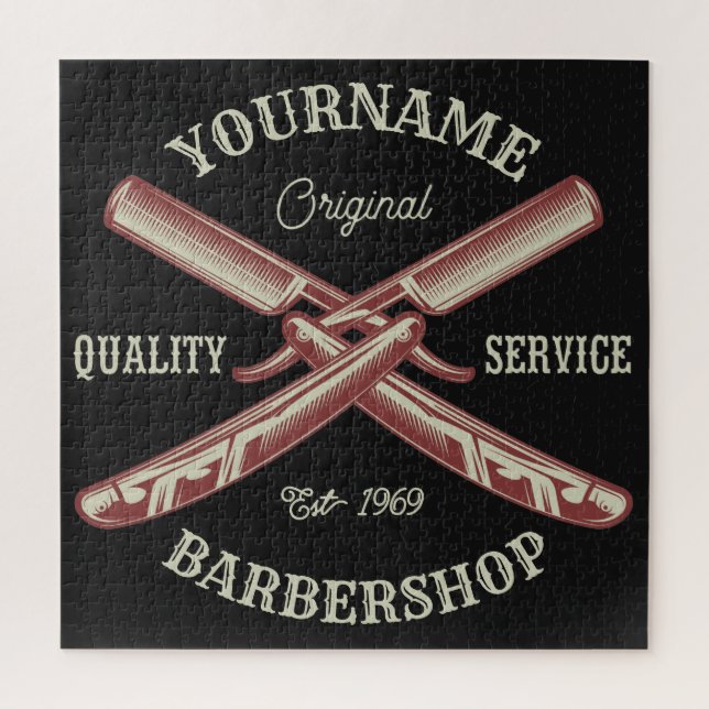 Personalisiert NAME Barber Straight Razor Barbersh (Vertikal)