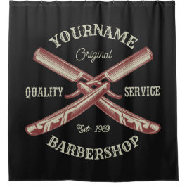 Personalisiert NAME Barber Straight Razor Barbersh Duschvorhang