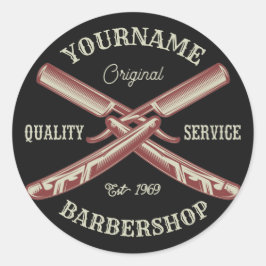 Personalisiert NAME Barber Straight Razor Barbersh Runder Aufkleber