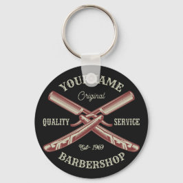 Personalisiert NAME Barber Straight Razor Barbersh Schlüsselanhänger