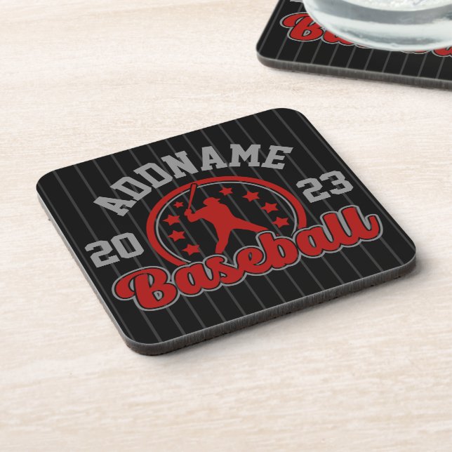 Personalisiert NAME Baseball Team Player Game Getränkeuntersetzer (Linke Seite)