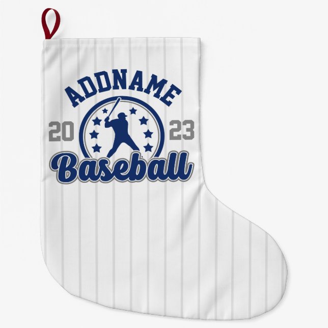 Personalisiert NAME Baseball Team Player Game Großer Weihnachtsstrumpf (Vorderseite)