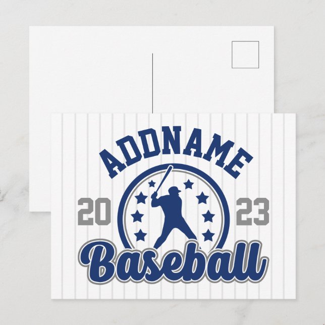 Personalisiert NAME Baseball Team Player Game Postkarte (Vorne/Hinten)