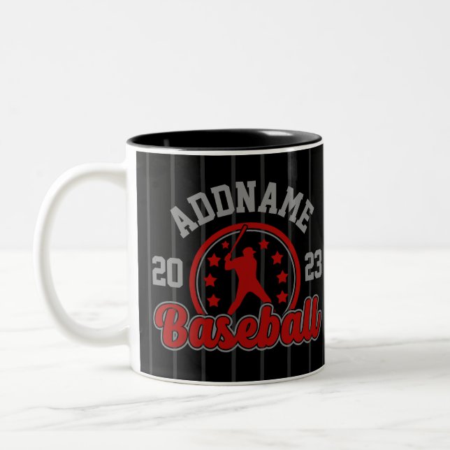 Personalisiert NAME Baseball Team Player Game Zweifarbige Tasse (Links)