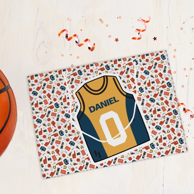 Personalisiert Name Basketball Große Geschenktüte (Personalized Basketball Themed Gift Bag)