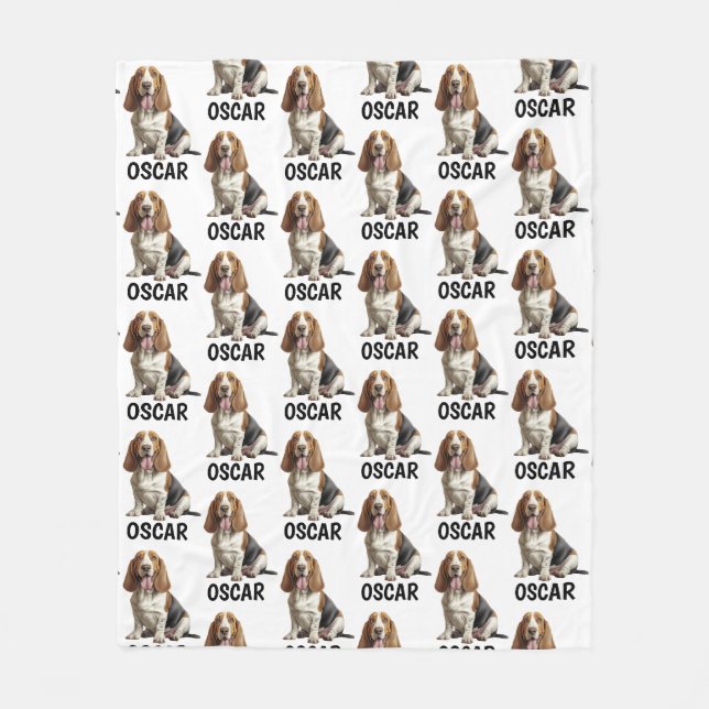 Personalisiert Name Basset Hound Fleecedecke (Vorderseite)