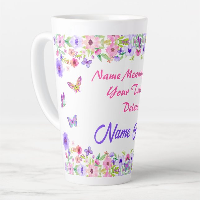 Personalisiert, Name bedeutet Geschenke für sie, Milchtasse (Linke Ecke)