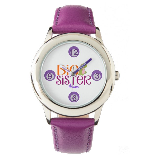 Personalisiert Name Big Sister Armbanduhr (Vorderseite)