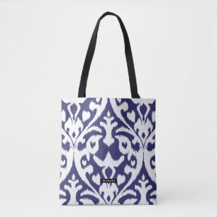 Personalisiert Name Blue Ikat Pattern Bridesmaid Tasche