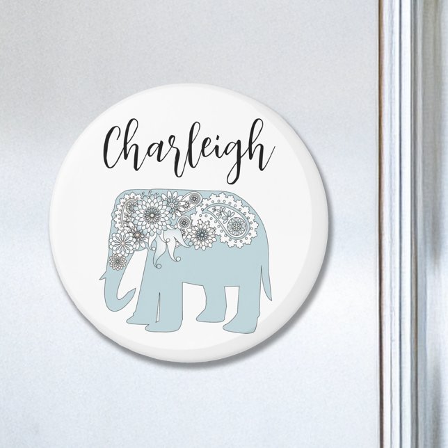 Personalisiert Name Blue Paisley Elephant Magnet (Von Creator hochgeladen)